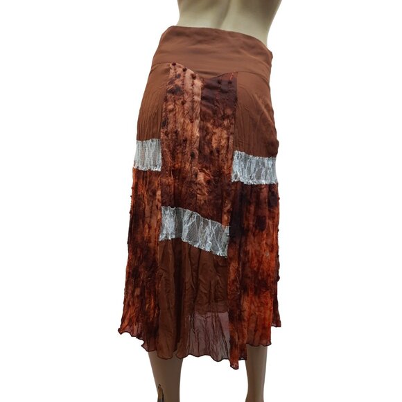 Vintage 90 Midi Skirt Boho Peasant Beaded Lace Trim Size S Fairy Grunge - Picture 8 of 10